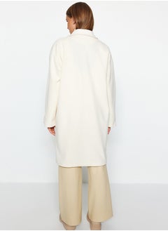 trendyol Oversized Ecru Wide Cut Long Stitched Coat TWOAW24KB00099  - Image 5