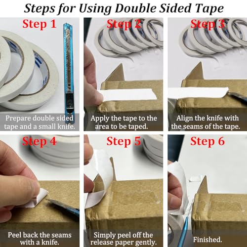 SmaringWing Double Sided Tape for Crafts, 6 Rolls Multi-Size Double-Sided Adhesive Tape for Arts, Photography, Gift Box, Scrapbooking, Card Making, Paper Backing - Image 4