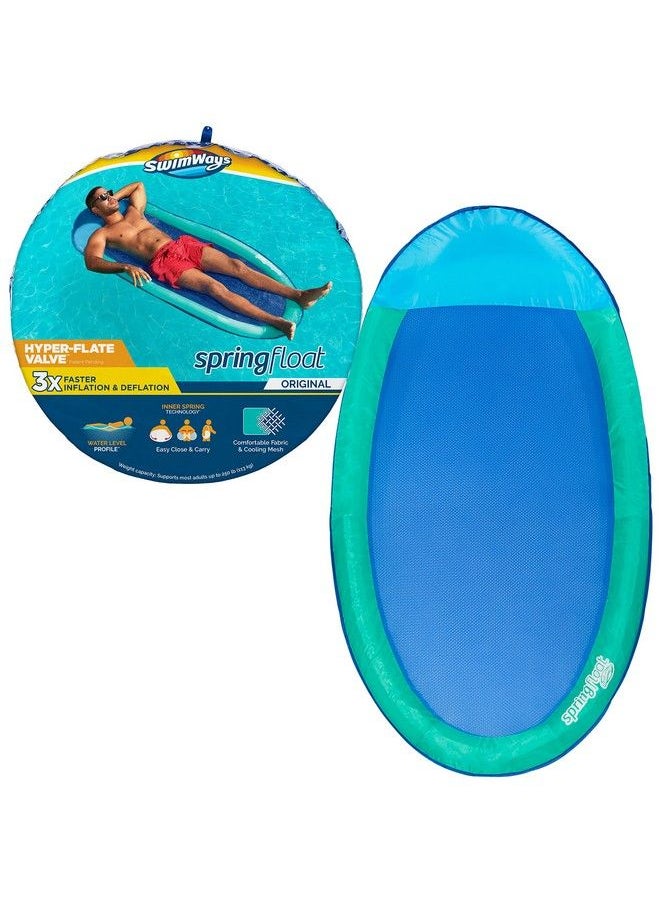 SwimWays Spring Float Original Pool Lounge Chair With Hyperflate Valve Aqua  - Image 1
