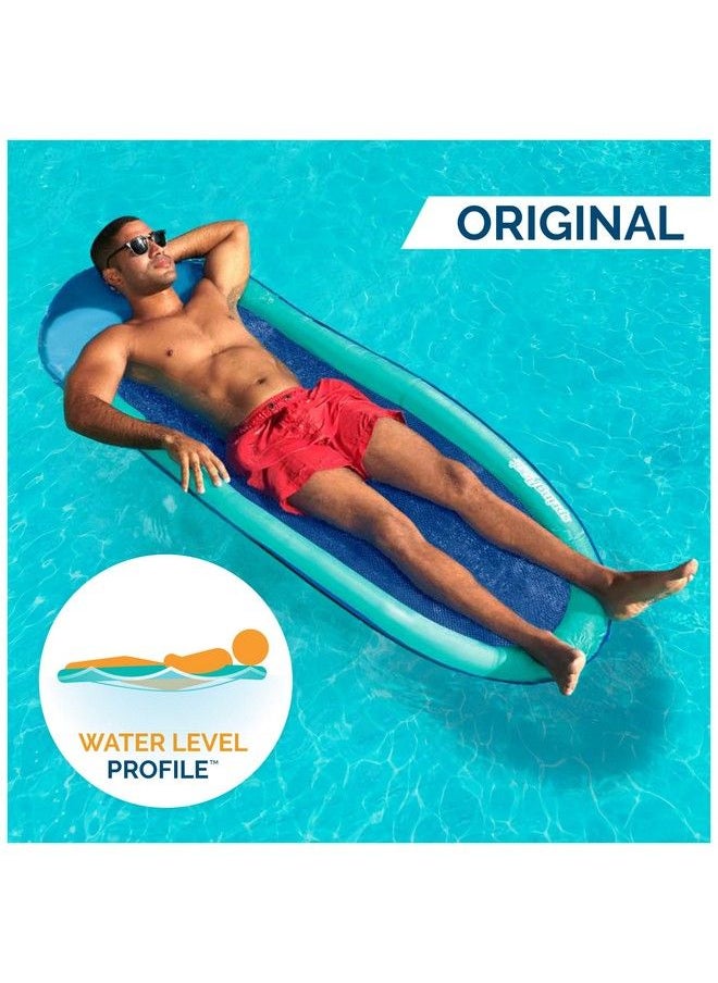 SwimWays Spring Float Original Pool Lounge Chair With Hyperflate Valve Aqua  - Image 5