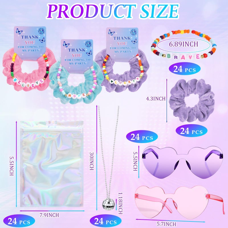 Hoteam Kpop Theme Party Favors Include Friendship Beaded Bracelets Hair Scrunchies Disco Ball Necklace Heart Sunglasses Gift Bag Era Popular Singer Gift Sets for Fans Birthday Party Decor - Image 2