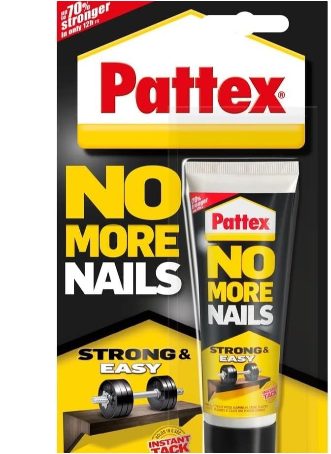 Pattex - Pattex No More Nails Strong & Easy | All Purpose Heavy-Duty Mounting Adhesive | Solvent Free & Low Order Mount Glue | Compatible with Wood, Ceramic, Aluminum, Concrete, Bricks & More | 50g (Pack of 2) - Image 1