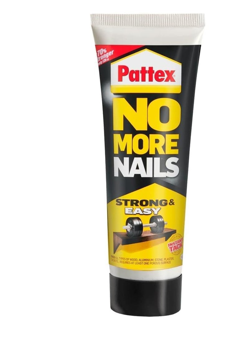 Pattex - Pattex No More Nails Strong & Easy | All Purpose Heavy-Duty Mounting Adhesive | Solvent Free & Low Order Mount Glue | Compatible with Wood, Ceramic, Aluminum, Concrete, Bricks & More | 50g (Pack of 2) - Image 1