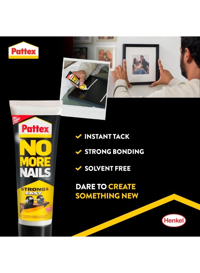 Pattex باتكس لا مزيد من المسامير قوي وسهل | لاصق تثبيت متعدد الاستخدامات ثقيل الوزن | خالي من المذيبات ورائحة منخفضة | متوافق مع الخشب، السيراميك، الألمنيوم، الخرسانة، الطوب والمزيد | 50 جرام (عبوة من 2) - Image 2