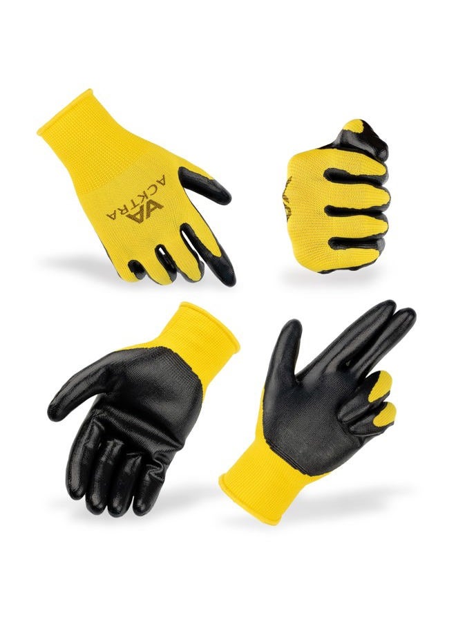 ACKTRA Ultra-Thin PU Safety WORK GLOVES 12 Pairs, WG002 Black/Black, Medium - Image 4