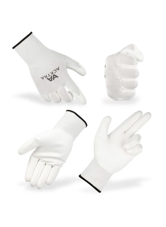 ACKTRA Ultra-Thin PU Safety WORK GLOVES 12 Pairs, WG002 Black/Black, Medium - Image 5