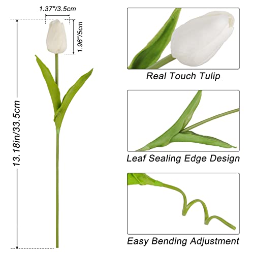 DEEMEI Tulips Artificial Flowers 20 Pcs Multicolor Fake Tulip Stems Real Touch PU Tulips for Easter Spring Wedding Bouquet Home Centerpiece Floral Arrangement Table Décor - Image 4