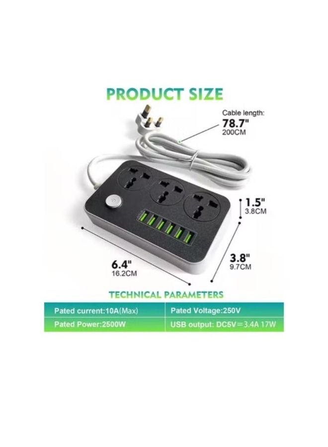3-Power Socket And 6-Port USB Adapter - Image 2