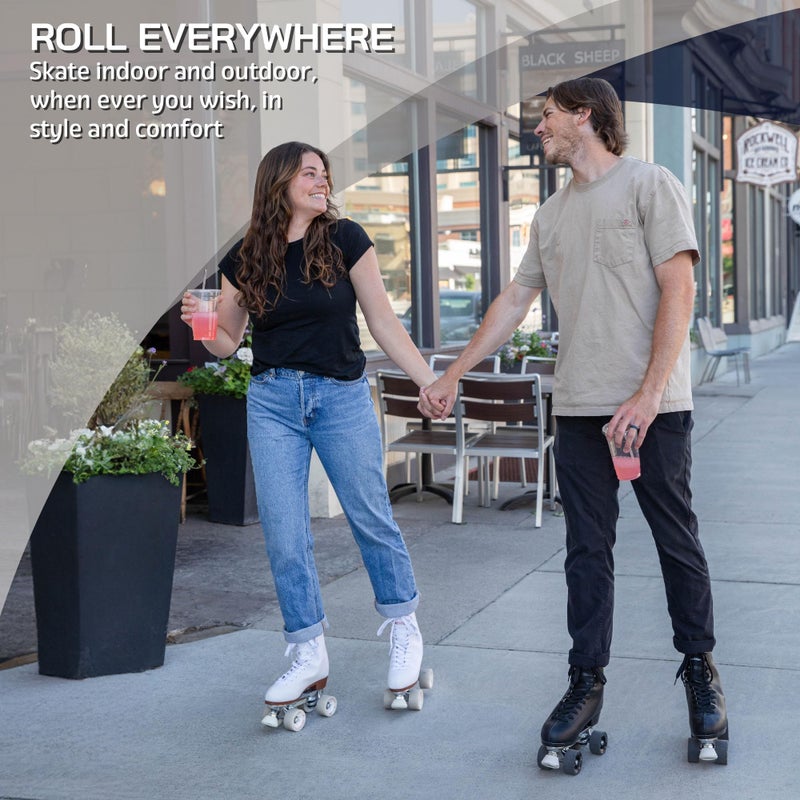 Chicago زلاجات شيكاغو للرجال مصنوعة من الجلد الفاخر - زلاجات كلاسيكية سوداء رباعية - مقاس 6 - Image 5