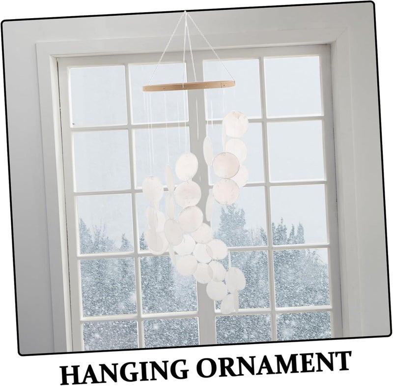 PRETYZOOM Shell Wind Chime Unique Indoor and Outdoor Decorative Wind Bell for Home Balcony and Patio Beautiful Natural Shells Pleasant Sounds Elegant Hanging Ornament - Image 1