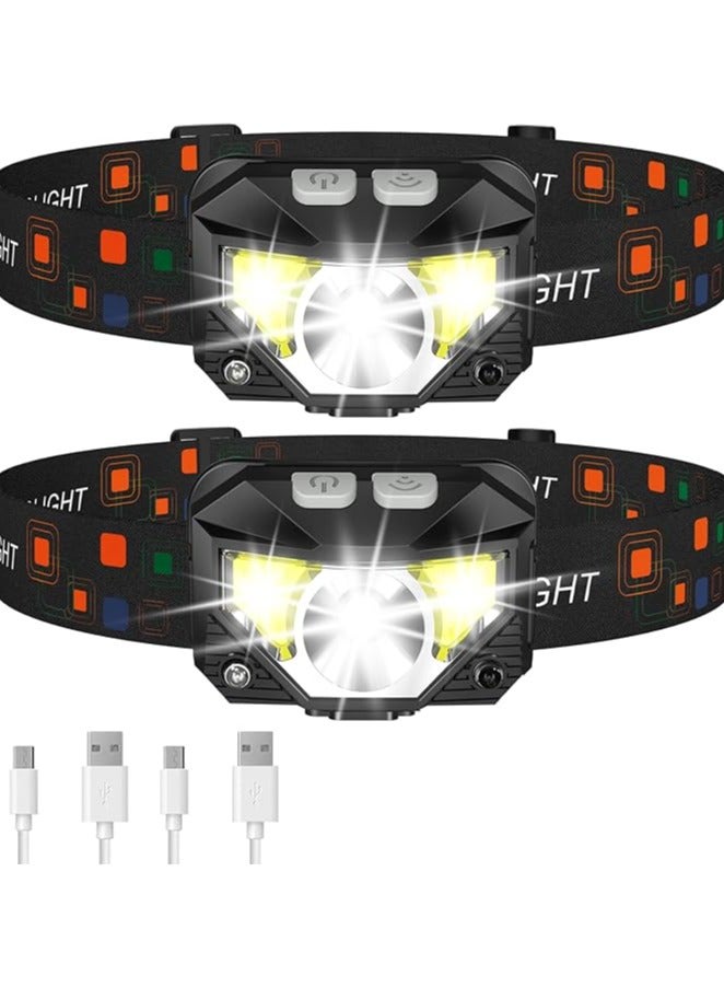 LHKNL Headlamp Flashlight, 1200 Lumen Ultra-Light Bright LED Rechargeable Headlight with White Red Light,2-Pack Waterproof Motion Sensor Head Lamp,8 Mode for Outdoor Camping Running Hiking Fishing - Image 1