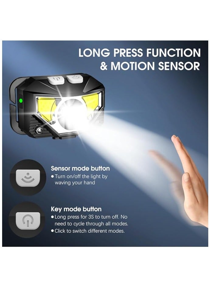 LHKNL Headlamp Flashlight, 1200 Lumen Ultra-Light Bright LED Rechargeable Headlight with White Red Light,2-Pack Waterproof Motion Sensor Head Lamp,8 Mode for Outdoor Camping Running Hiking Fishing - Image 3