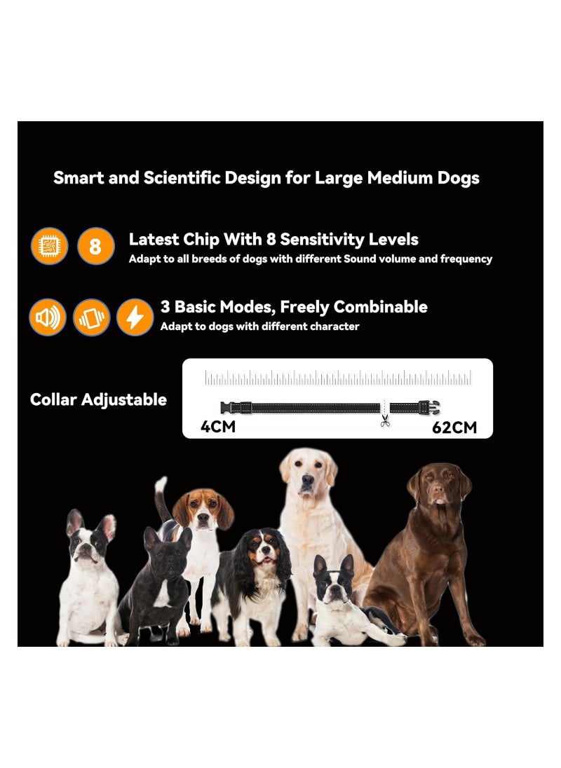 SYOSI - Dog Bark Collar, Automatic Anti Barking Collar with 8 Adjustable Sensitivity, Smart Collar, Effective 0-8 Levels of Vibration Shock Beep Modes, for Medium Large Dogs, Waterproof and Rechargeable - Image 1