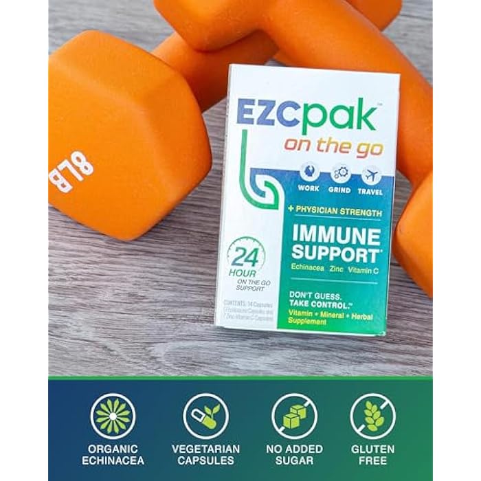 EZC Pak On The Go Immune System Booster with Echinacea, Vitamin C, Zinc, Immune Support Supplement, Immunity Vitamins for Adults, Travel-Friendly Packaging, Vegetarian, Gluten-Free - Image 5