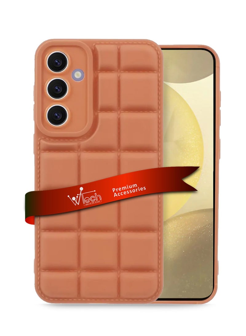 Wtech Samsung Galaxy S24 Plus / S24+ 2024 Premium Soft Liquid Silicone Puff Surface Case Cover - Carrot - Image 1