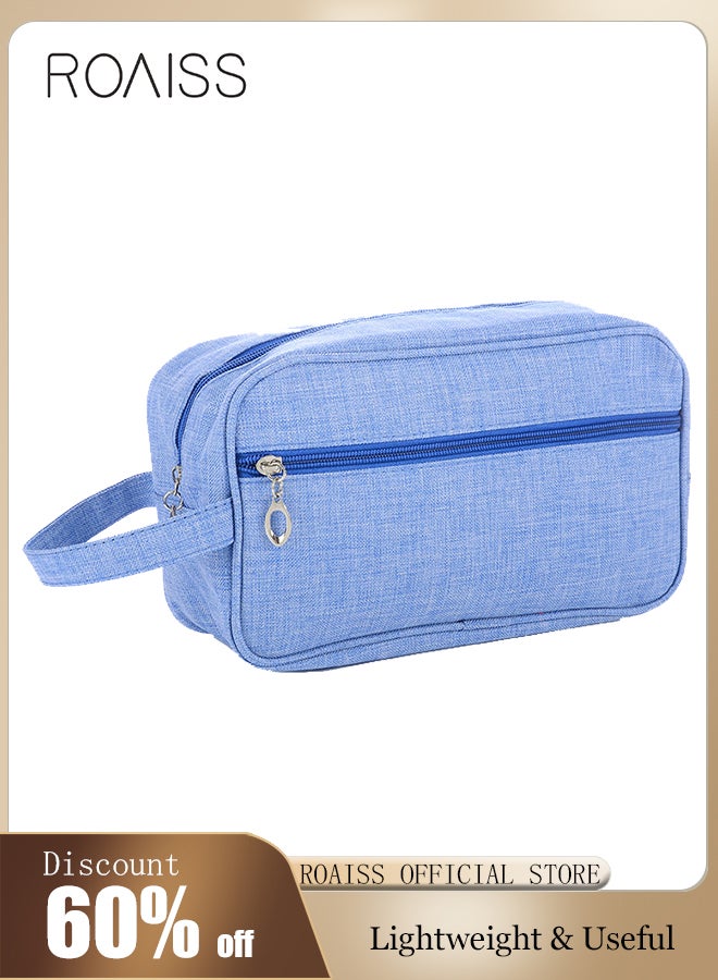 roaiss Unisex Travel Toiletry Bag with Zipper Closure and Carry Handle, Premium Nylon Travel Organizer with Spacious Compartments, Simple Makeup Bag for Cosmetics, Necessities and Wash Accessories - Image 1