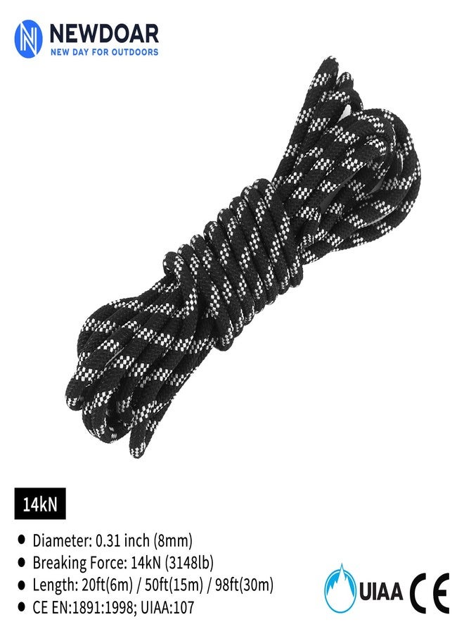 NewDoar Static Climbing Rope - 8mm (5/16c) / 10mm (3/8”) Double Braid Accessory Cord for Rock,Hauling, Prusik, Survival - Pre-Cut 20FT, 50FT, 100FT, 165FT Lengths - Outdoor, Fire Rescue Equipment - Image 2