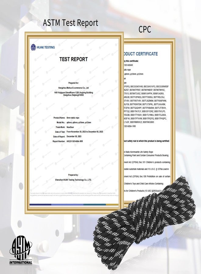 NewDoar Static Climbing Rope - 8mm (5/16c) / 10mm (3/8”) Double Braid Accessory Cord for Rock,Hauling, Prusik, Survival - Pre-Cut 20FT, 50FT, 100FT, 165FT Lengths - Outdoor, Fire Rescue Equipment - Image 3