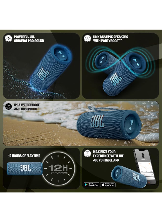 جي بي إل Renewed - Flip 6 Bluetooth Box in Blue - Waterproof Portable Speaker with 2-Way Speaker System for Powerful Sound - Up to 12 Hours of Wireless Music Play Speaker - Image 3