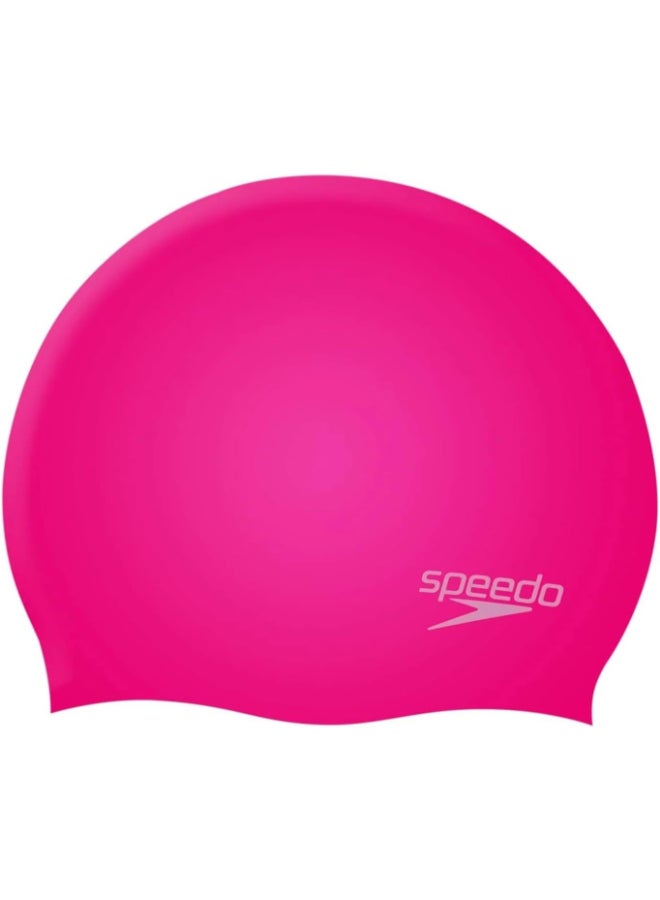 Speedo Unisex Kids Junior Plain Moulded Silicone Swimming Cap - Rose Cerise - Image 1