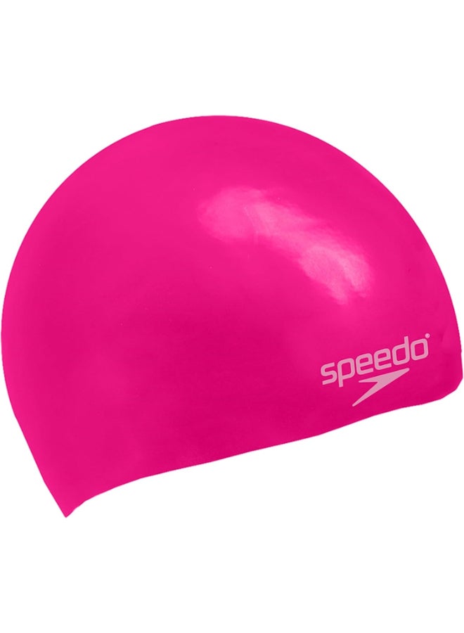 Speedo Unisex Kids Junior Plain Moulded Silicone Swimming Cap - Rose Cerise - Image 2
