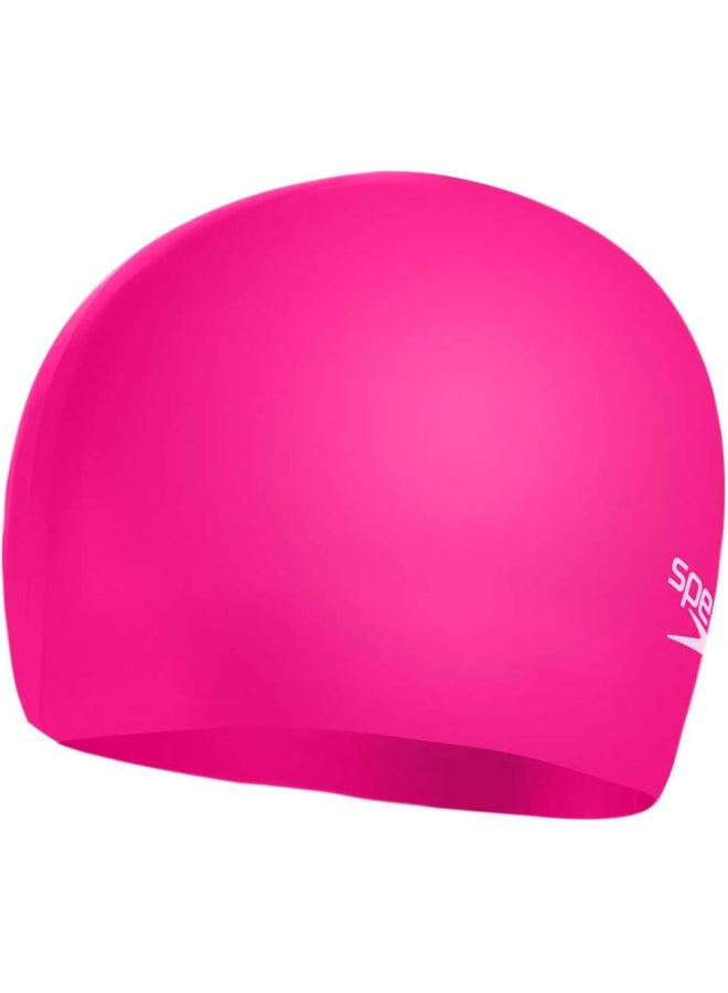 Speedo Unisex Kids Junior Plain Moulded Silicone Swimming Cap - Rose Cerise - Image 3
