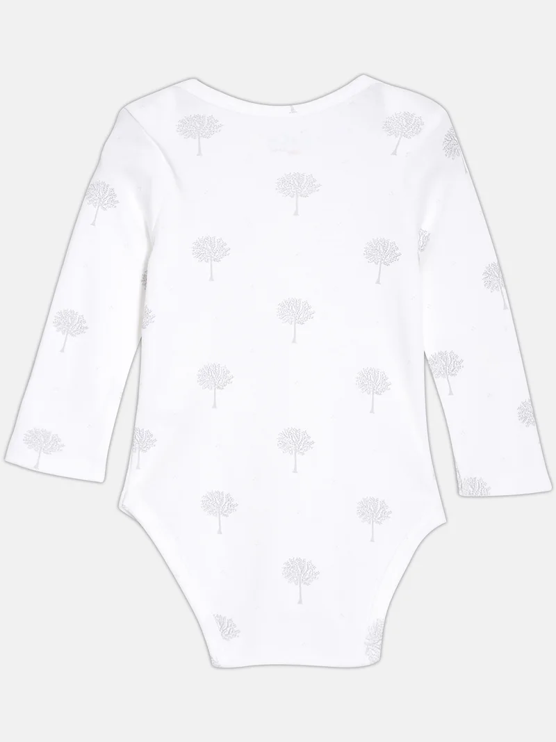 Broon Broon Infant Girls Purple and White Printed Pure Organic Cotton Bodysuit Pack of 2