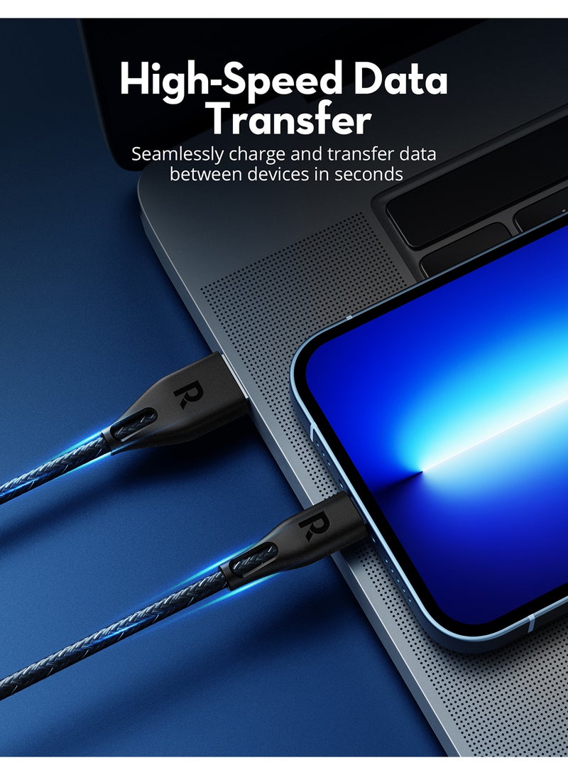 راف باور كابل USB A إلى Lightning RP-CB1027 بطول 2 متر من النايلون - Image 5