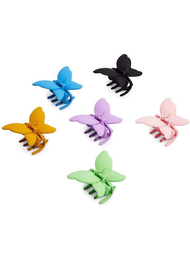Blubby Hair Claw Clips 6 PCS Butterfly Hair Claw Medium Non Slip Cute Matte Hair Claw Clip for Thin Hair Curly Hair Clips Strong Hold Spring Summer Hair Jaw Clamps Clips for Women & Girls (Multicolor) - Image 1