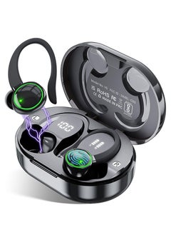 C16 True Wireless Headphones, Bluetooth 5.3 TWS 3D Stereo with On-Ear Hooks, 48 Hours of Playback Time, Touch Controls with Dual LED Display, Built-in Microphone for Sports Running Workouts