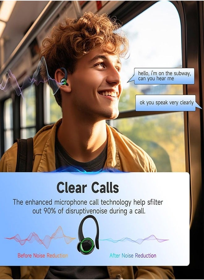 xozgdovg - C16 True Wireless Headphones, Bluetooth 5.3 TWS 3D Stereo with On-Ear Hooks, 48 Hours of Playback Time, Touch Controls with Dual LED Display, Built-in Microphone for Sports Running Workouts - Image 1