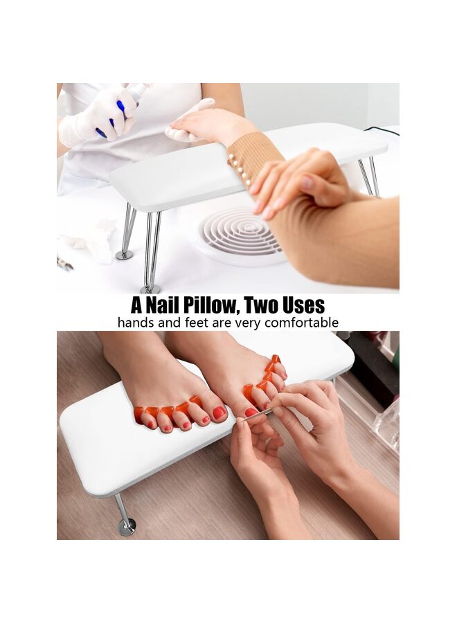 Microfiber Leather Nail Hand Rest Cushion for Nails, Soft Hand Pillow Footstool with 4 Stainless Steel Stands Thick Sponge Nail Pillow for Nail Tech Use - Image 5