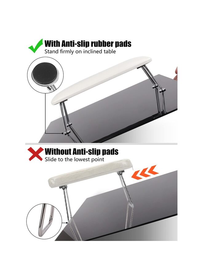 Microfiber Leather Nail Hand Rest Cushion for Nails, Soft Hand Pillow Footstool with 4 Stainless Steel Stands Thick Sponge Nail Pillow for Nail Tech Use - Image 3