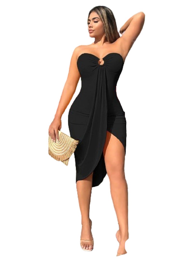Ward - Women's Strapless Lingerie Dress with Side Slit - Image 1