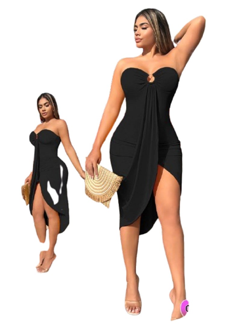 Ward - Women's Strapless Lingerie Dress with Side Slit - Image 1