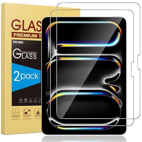 SPARIN Screen Protector for iPad Pro 13 inch M5M48th7th Generation20252024 2 Pack HD Clear 9H Tempered Glass Film with Face ID Apple Pencil Pro Compatible High Sensitivity Case Friendly - Image 1