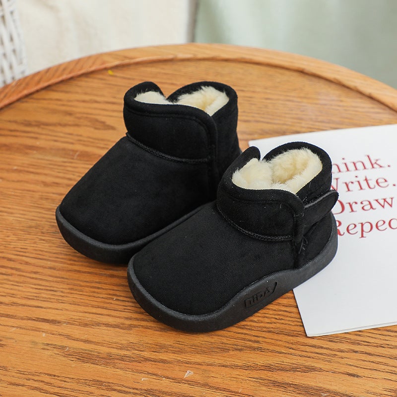 Children''s shoes winter cotton-padded shoes baby toddler shoes soft bottom snow shoes thickened children''s cotton-padded shoes Velcro mid-top snow boots - Image 1