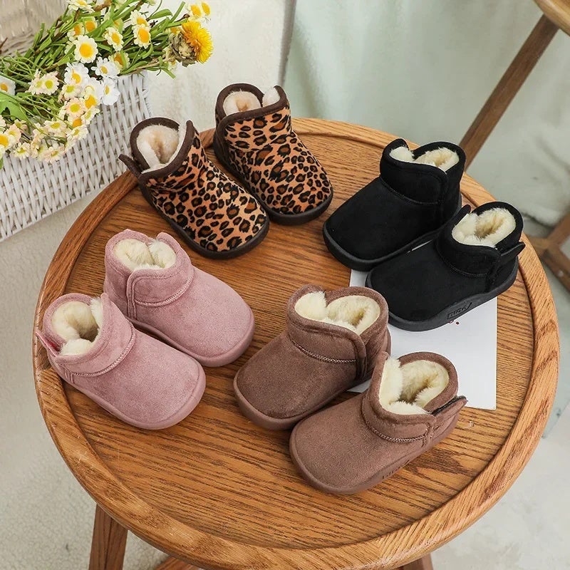 Children''s shoes winter cotton-padded shoes baby toddler shoes soft bottom snow shoes thickened children''s cotton-padded shoes Velcro mid-top snow boots - Image 3