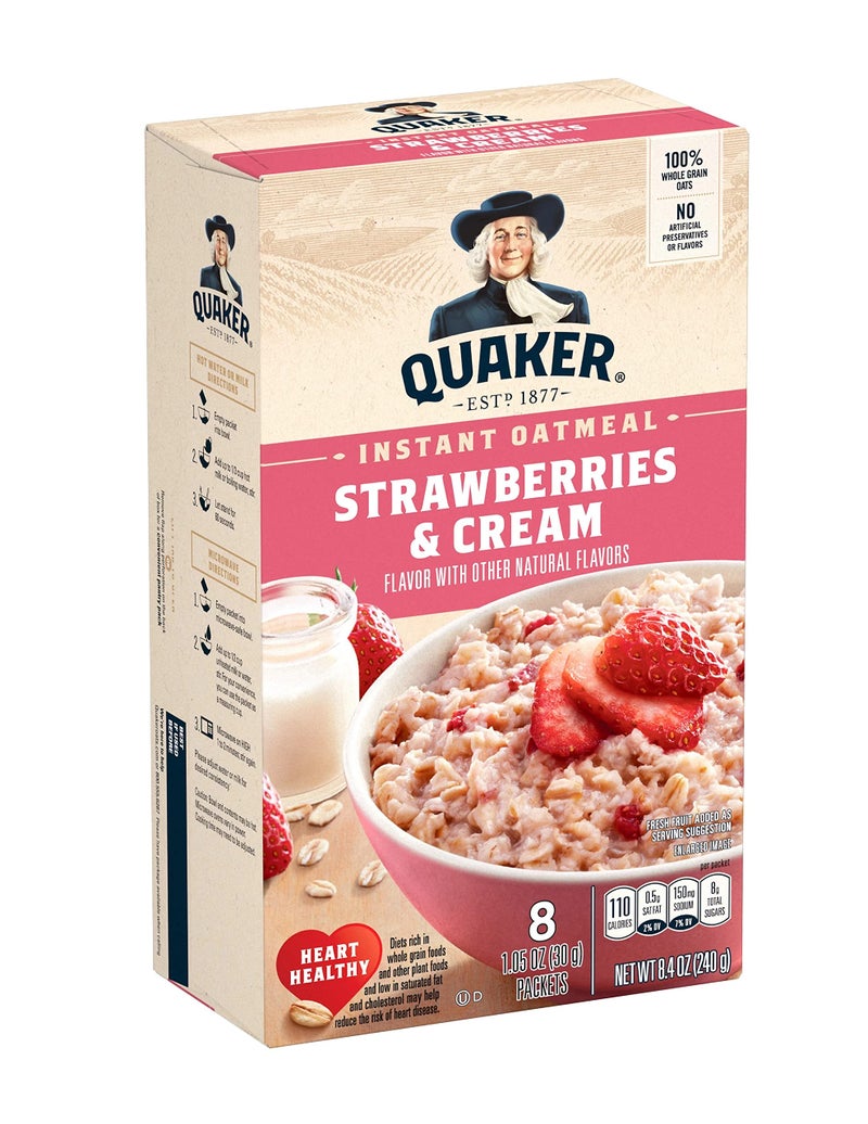 Quaker Instant Oatmeal, Strawberries & Cream, 8.4 Oz - Image 3