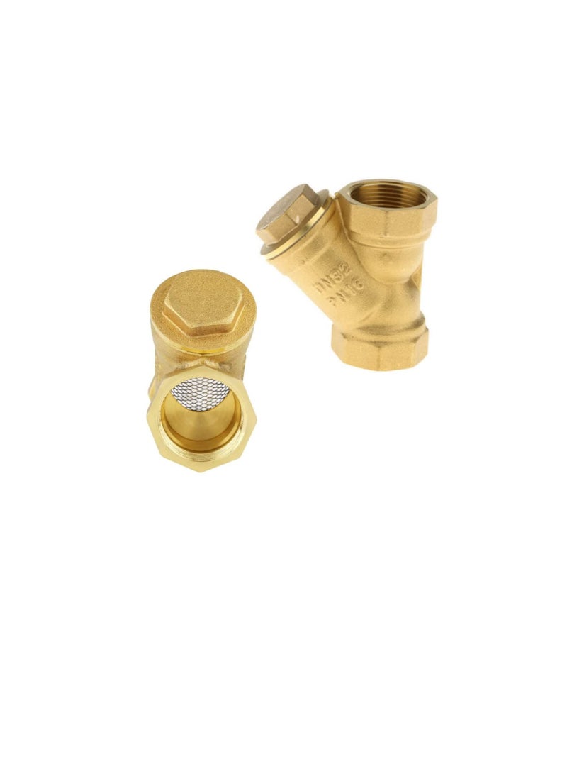 صمام تصفية مصفاة نحاسية نحاسية ملولبة من النحاس على شكل Y للمياه ، HVAC وتطبيق النفخ (1 بوصة) - Image 2