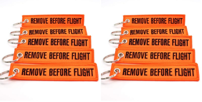 Rotary13B1 Remove Before Flight Keychain - NEON Orange/Black 5PCS - Image 1