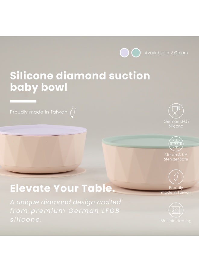 2angels Silicone Diamond Suction Baby Bowl 350 ml - Lavender + Latte - Image 3