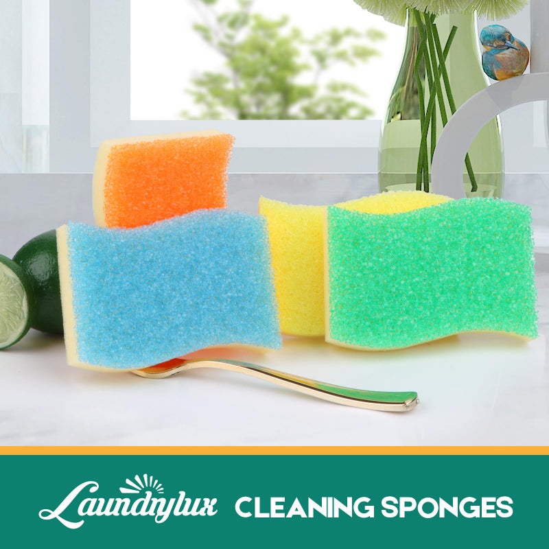 LAUNDRYLUX Scrub Sponge, 4 Pack Dual-Sided Temperature-Responsive Scrubber - Non-Scratch - Multipurpose Dish Sponges for Kitchens, Bathrooms, and Outdoor Use - S Shape - Image 2