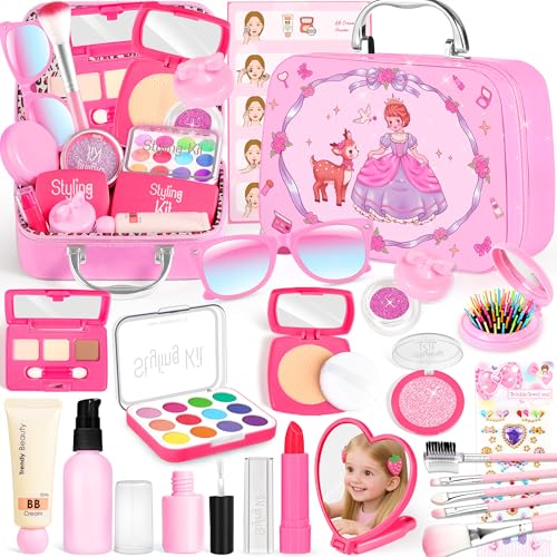INNOCHEER Pretend Makeup for Toddlers Toy Play Makeup Set for Kids 35 Toddler Makeup Kit Pretend Fake Makeup for Kids Princess Toddler Toys for Girls Gifts Toys for 3 4 5 Year Old GirlsNot Real Makeup - Image 1
