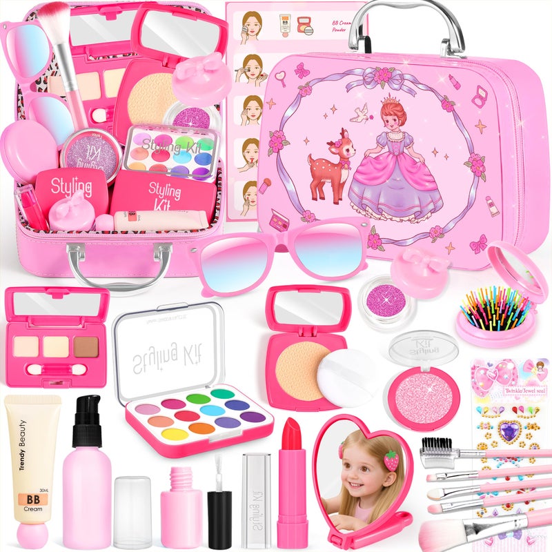 INNOCHEER Pretend Makeup for Toddlers Toy Play Makeup Set for Kids 35 Toddler Makeup Kit Pretend Fake Makeup for Kids Princess Toddler Toys for Girls Gifts Toys for 3 4 5 Year Old GirlsNot Real Makeup - Image 3