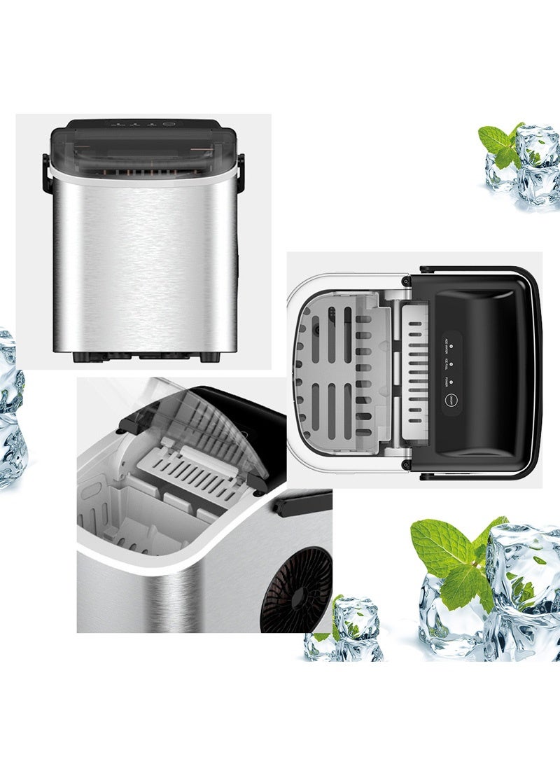 ايتي لايف صانعة ثلج على سطح الطاولة مع مقبض، صانعة ثلج ذاتية التنظيف مع مغرفة وسلة، 9 مكعبات في 7-9 دقائق، 12 كجم/24 ساعة، خزان مياه 1.2 لتر، سعة سلة ثلج 0.6 لتر، 95 وات، آلة ثلج صغيرة محمولة للمنزل والمطبخ والمكتب والحفلات، BH-14، فضي - Image 4