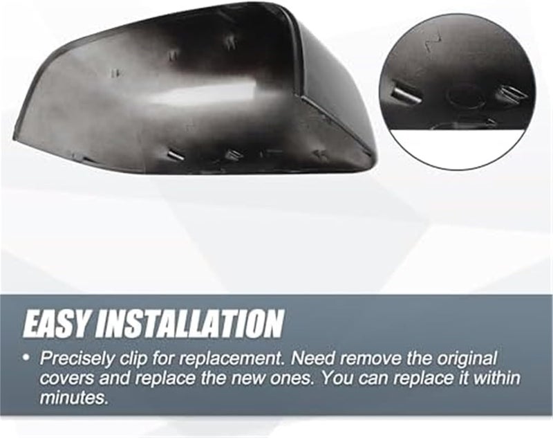 QASULER Car Rear View Left Side Mirror Cover Cap - Image 4