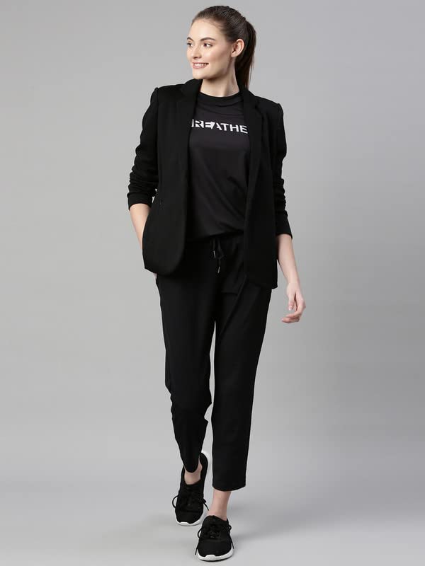 Enamor Athleisure Slim Fit Single Breasted One Button Sporty Blazer for Women with 2 Side Zipper Pockets - A903 | Quick Dry & Antimicrobial Finish Blazer (A903_Jet Black_L) - Image 4