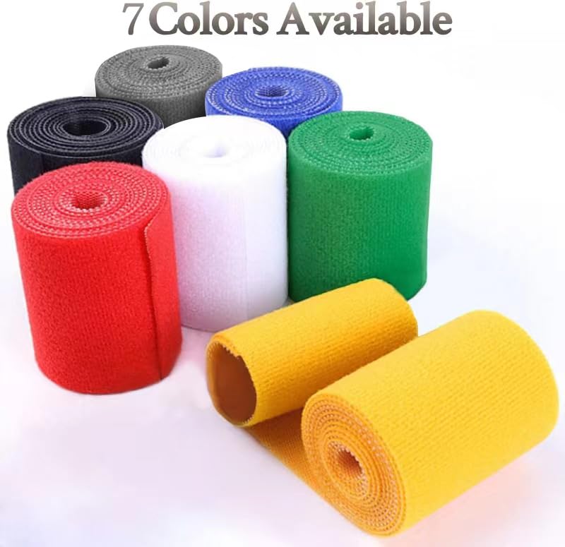 IFNOW Hook and Loop Cable Ties Electrical 32FT Reusable Fastening Tape Double-Sided Cable Ties Hook-and-Loop Management Tape Strength 2''/Width (Black)
