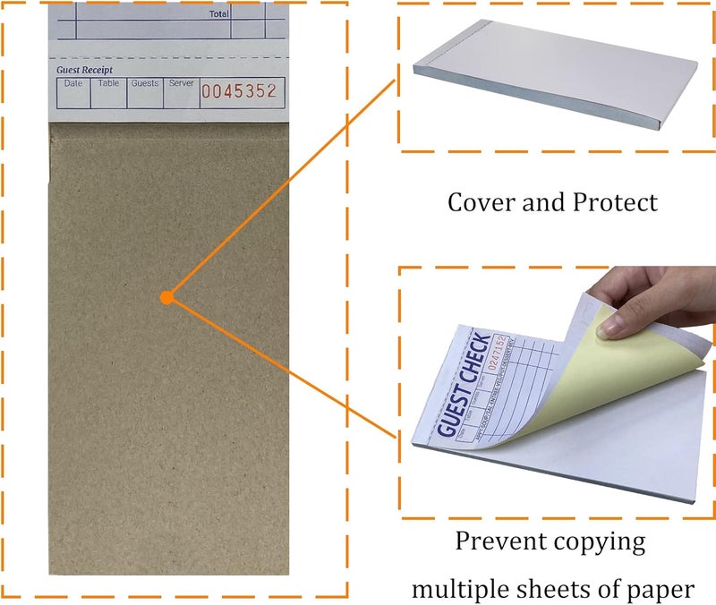 suituts [24 Books] Guest Checks Server Note Pads, 2-Part Carbonless Guest Check Pads Order Pads for Restaurants, Server, Waitress, 50 Sheets Per Server Pads Total 1200, Extra 6 Clips - Image 3